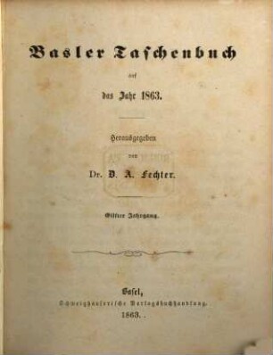 Basler Taschenbuch. 11. 1863