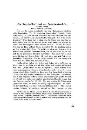 "Die Regelmühle" und der Sprachunterricht : an Otto Anthes