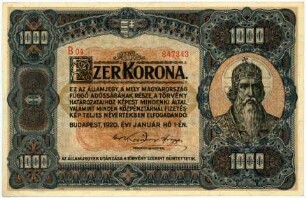 Geldschein, 1.000 Korona, 1.1.1920