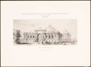 Reichstag, Berlin Zweiter Wettbewerb: Perspektivische Ansicht vom Brandenburger Tor (aus: Die preisgekrönten Entwürfe zu dem neuen Reichstagsgebäude, Berlin 1882)