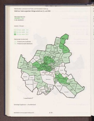 Stimmenanteile der GRÜNEN/GAL in den Stadtteilen