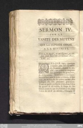 Sermon IV. Sur La Vanité Des Moyens Que La Cupidité Oppose A La Divinité.
