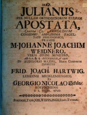 Iulianus per nullam orthodoxorum culpam Apostata