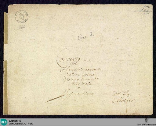 Concertos - Mus. Hs. 300 : ob, vl (2), a-vla, bc; a; BrinzingMWV 6.19