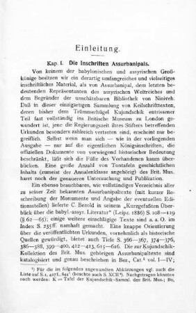 Kap. I. Zu den Inschriften Assurbanipals (S. 2-379)