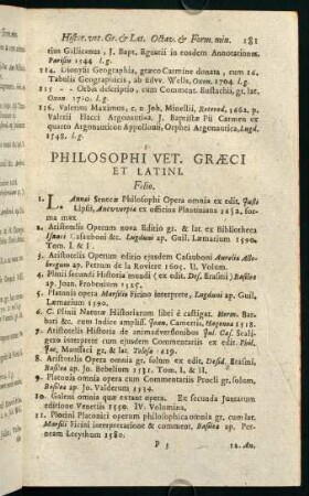 181-189, Philosophi Vet. Graeci Et Latini.