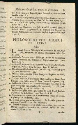 181-189, Philosophi Vet. Graeci Et Latini.
