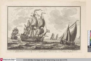 Een Hollands Oorlogschip van den 4.e rang op zyn Engels gebouwt zyn Fok op Gyende.