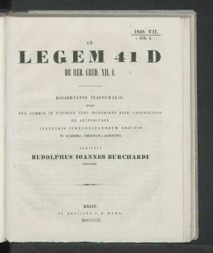 Ad Legem 41 D De Reb. Cred. XII, I.