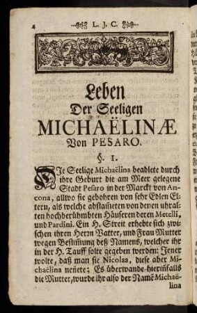 4-48, Leben der Seeligen Michaelinae Von Pesaro.