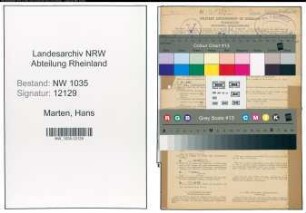 Entnazifizierung Hans Marten , geb. 16.04.1908 (Angestellter)