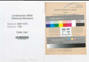 Entnazifizierung Karl Dolle , geb. 16.07.1903 (Rentmeister)