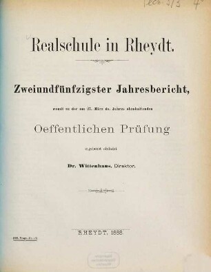 Jahresbericht : womit zu der ... öffentlichen Prüfung ergebenst einladet. 1887/88 = 52
