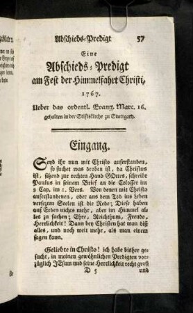 57-70, V. Eine Abschiedspredigt
