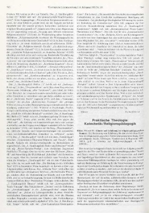 Praktische Theologie: Katechetik/Religionspädagogik