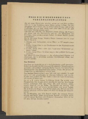 Über die Kinderarbeit des vergangenen Jahres