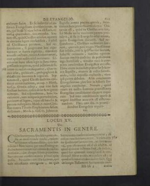 Locus XV. De sacramentis in genere.