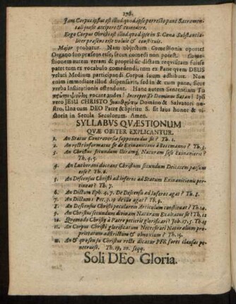Syllabus Quaestionum Quae Obiter Explicantur.