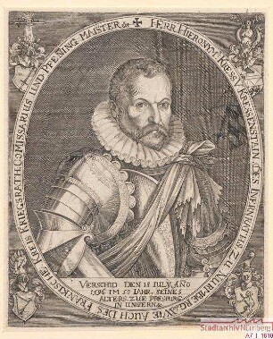 Hieronymus (II.) Kress, des Innern Rats und des Fränkischen Kreises Kriegsrat, Kommissar und Pfennigmeister; gest. 18. Juli 1596