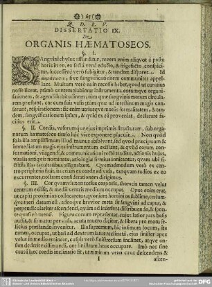 Dissertatio IX. De Organis Haematoseos