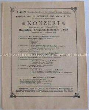Programm eines Konzertes für die deutsche Armee im besetzten Frankreich, mit Lied-Texten