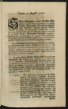 Veneris 4. Augusti 1730.