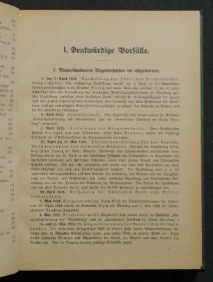 I. Denkwürdige Vorfälle.