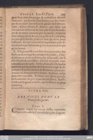 Titre XII. Des Vices Dont Le Prince doit garder.