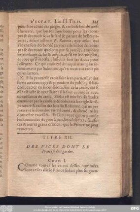 Titre XII. Des Vices Dont Le Prince doit garder.