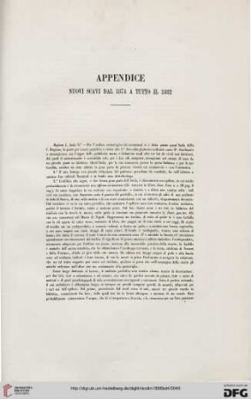 Appendice: Nuovi scavi dal 1874 a tutto il 1882