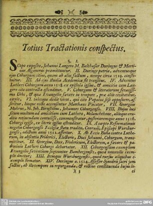 Totius Tractationis Conspectus