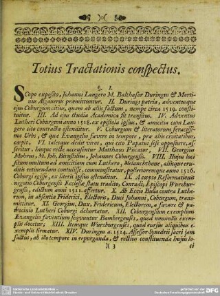 Totius Tractationis Conspectus