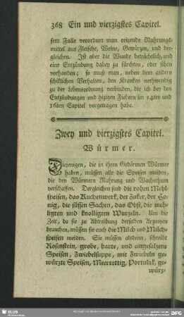 Zwey und vierzigstes Capitel. Würmer