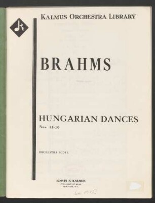 30: Hungarian dances : Nos. 11-16