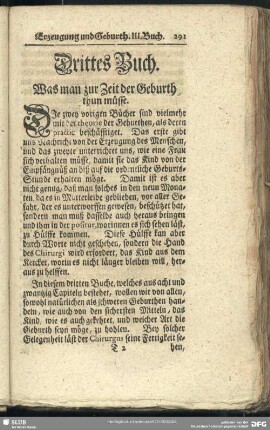 Drittes Buch. Was man zur Zeit der Geburth thun müsse