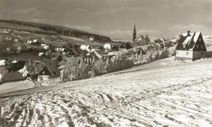 Altenberg. Stadtansicht mit Binge. Blick vom Hang ostwärts der Binge