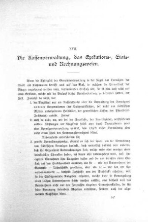 XVII. Die Kassenverwaltung, das Exekutions-,Etats- und Rechnungswesen
