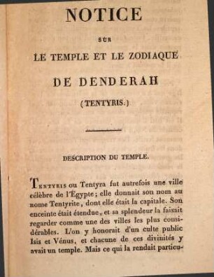 Explication du Zodiaque de Denderah (Tentyris) : Observations curieuses sur ce monument précieux et sur sa haute antiquité