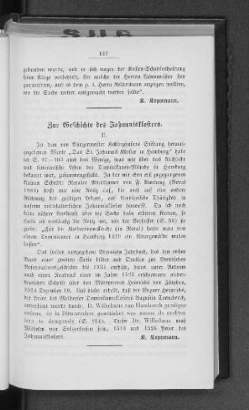 Zur Geschichte des Johannisklosters.
