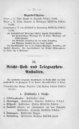 IX: Reichs-Post und Telegraphen-Anstalten