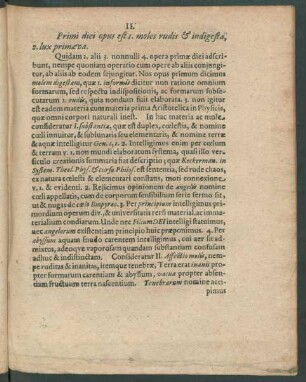II. Primi diei opus est 1. moles rudis & indigesta, 2. lux primaeva.