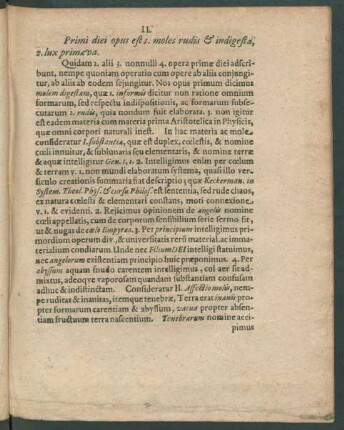 II. Primi diei opus est 1. moles rudis & indigesta, 2. lux primaeva.