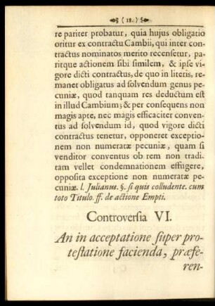 Controversia VI. An in acceptatione super protestatione facienda, praeferendus ille, cui dirigitur tracta, an illa, cui remissa?