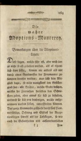 Die wahre Adoptions-Maurerey.
