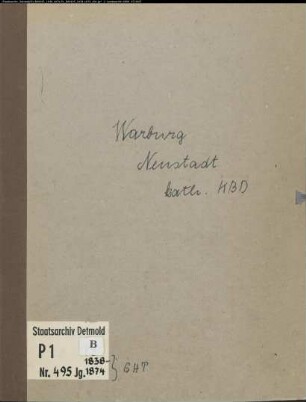 Kirchenbuchduplikate der katholischen Gemeinde Warburg-Neustadt, Kr. Warburg (GHT 1838-1850, 1852-1857, 1859-1864, 1866-1874). (Gemeinde: Katholische Gemeinde Warburg Neustadt)