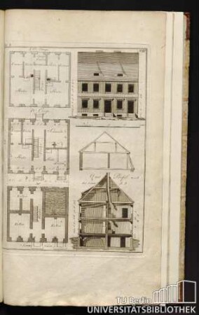 Bl. 4, No. 4. Quer-Profil nach der Linie A. B. A 2te Etage, 1te Etage, Souterrain.