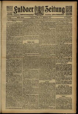 Erste Ausgabe vom Freitag, den 27. September 1912.