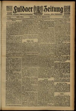 Erste Ausgabe vom Freitag, den 27. September 1912.