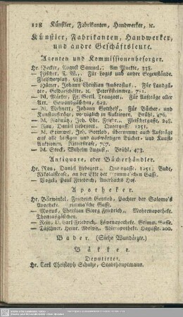 Künstler, Fabrikanten, Handwerker und andre Geschäftsleute