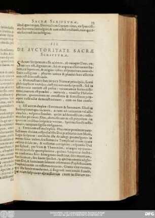 III. De Auctoritate Sacrae Scripturae.